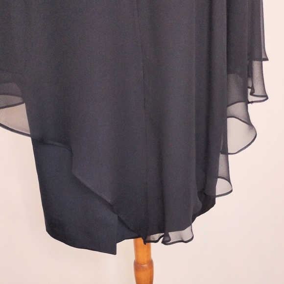 TERI JON NAVY SILK SPECIAL OCCASION DRESS NWT - Picture 5 of 12